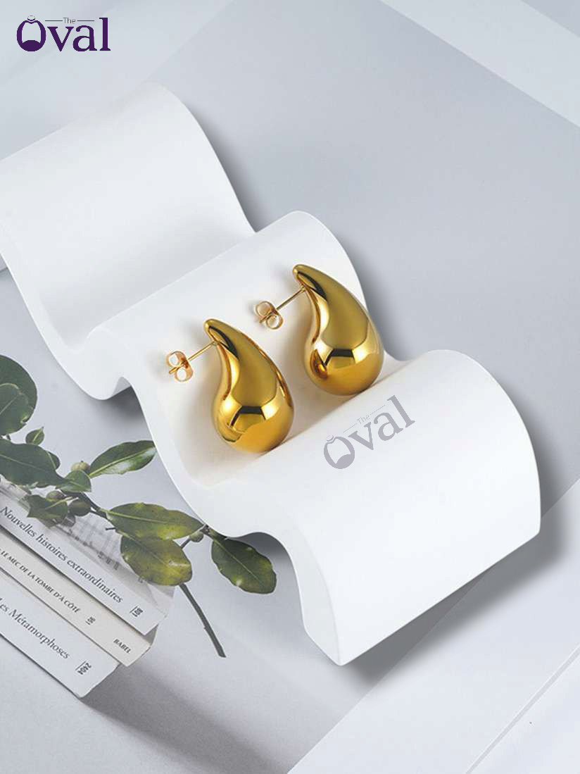 GOLDEN KOREAN TEAR DROP EARRING