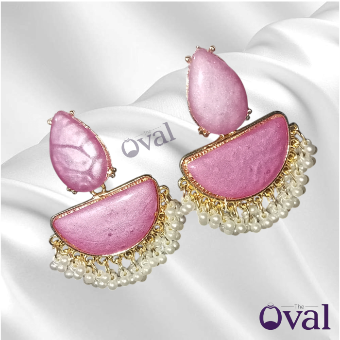 Glaciers Diya Shape Beaded Earrings (2)