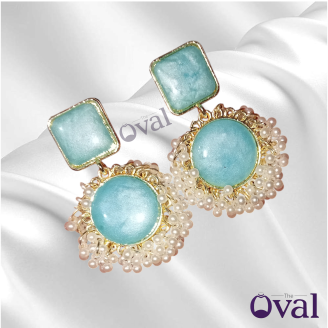 Mint Blue Glaciers Beaded Earrings