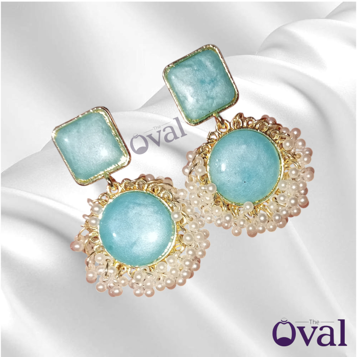 Mint Blue Glaciers Beaded Earrings