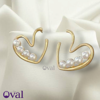 Pearl Heart Hoop Golden Earrings
