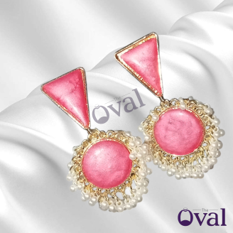 Pink Triangle Glaciers Beaded Earrings