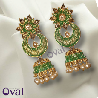 Traditional Green Bridal Bride Wedding Alloy Jhumki