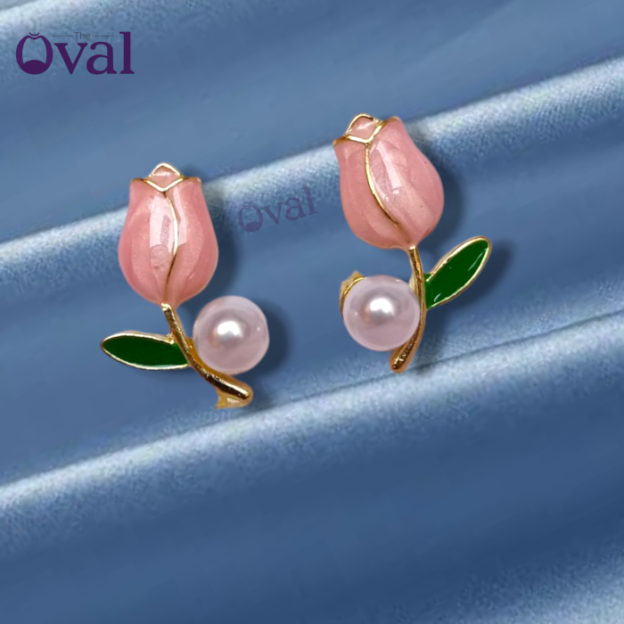Tulip Pearl Stud Earrings